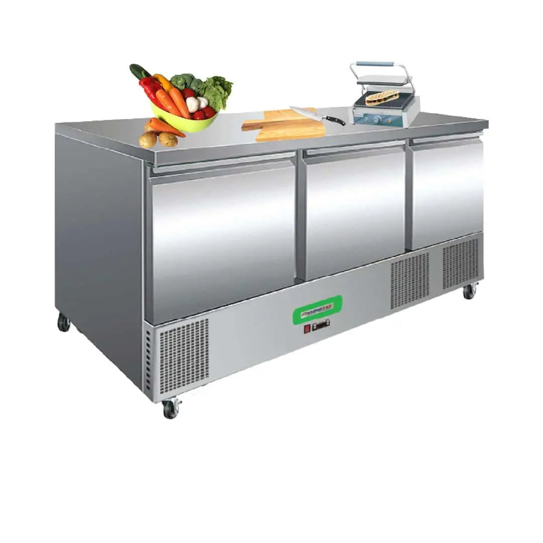 Table Réfrigérée Compacte 3 Portes TOP - Profondeur 700 mm Parinox