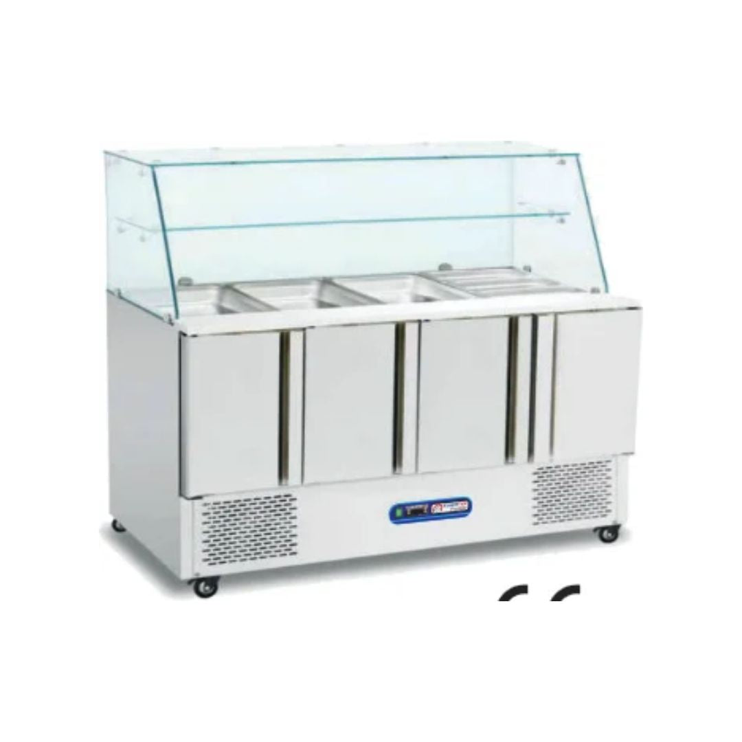 Saladette Réfrigérée Vitrée 4 Portes 500 L - PRESTIGE Parinox