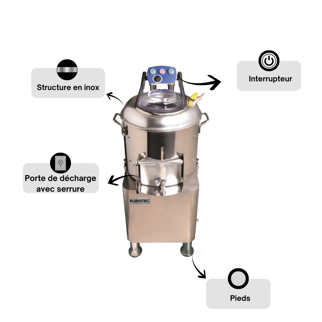 Éplucheuse de Pomme de Terre - 300 Kg/h - Professionnel