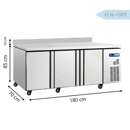 Table Réfrigérée 3 Portes Avec Dosseret PRESTIGE - Profondeur 700 mm - Positive