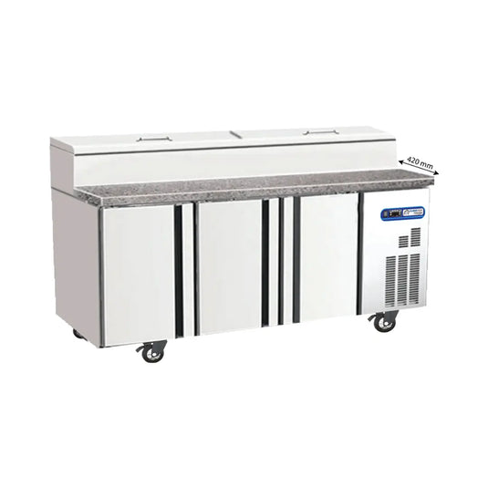 Meuble Pizza 3 Portes PRESTIGE avec Kit Intégré 10 x GN1/3 en Granit