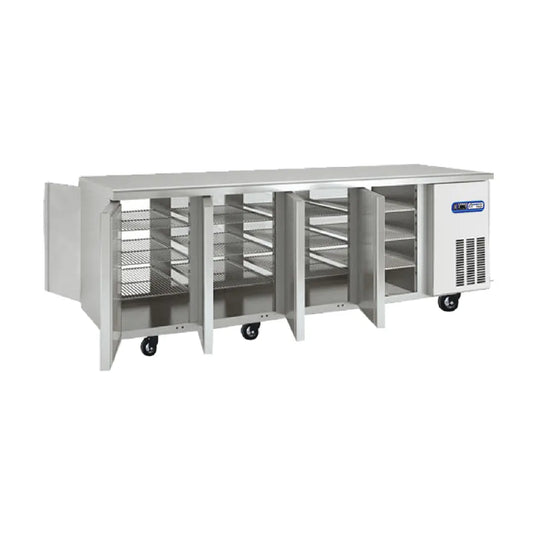 Table Réfrigérée 4 Portes les Deux Côtés PRESTIGE Avec Plan Travail Inox Parinox