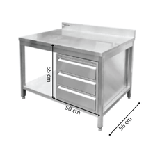 Bloc Tiroir en Inox pour Table - 500x560x520 mm