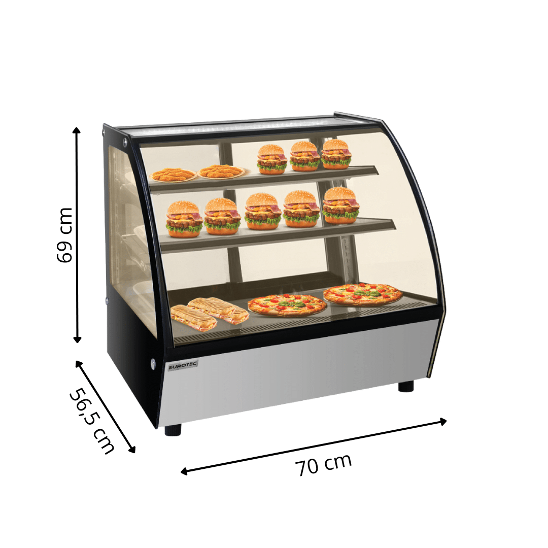 Vitrine Chauffante Ventilée - Largeur 900 mm - Vitre Bombée