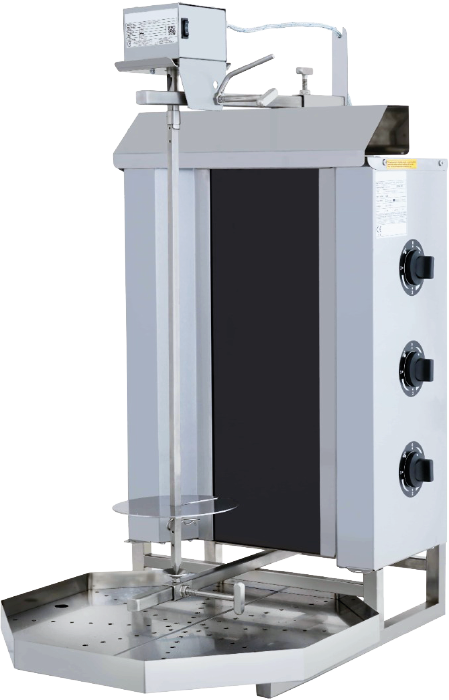 Machine Kebab Électrique - 3 Feux - Professionnel - Moteur en Haut Parinox
