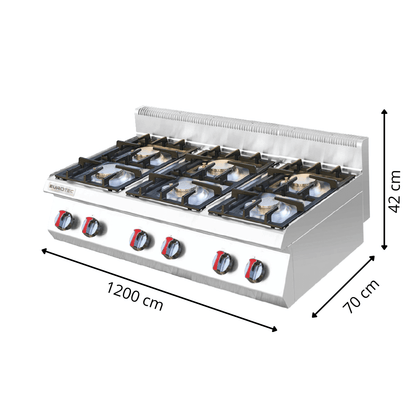 Réchaud 6 Feux Gaz à Poser - Profondeur 700