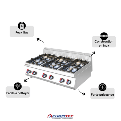 Réchaud 6 Feux Gaz à Poser - Profondeur 700
