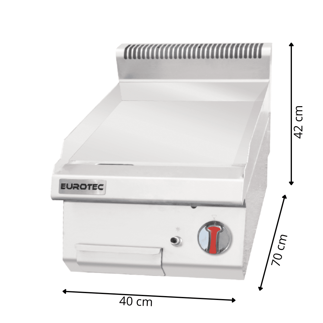 Grillade Gaz Professionnelle à Poser - Lisse Chromée - Largeur 400 mm