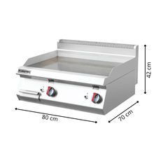 Grillade Gaz Professionnelle  à Poser - Lisse Chromée - Largeur 800 mm