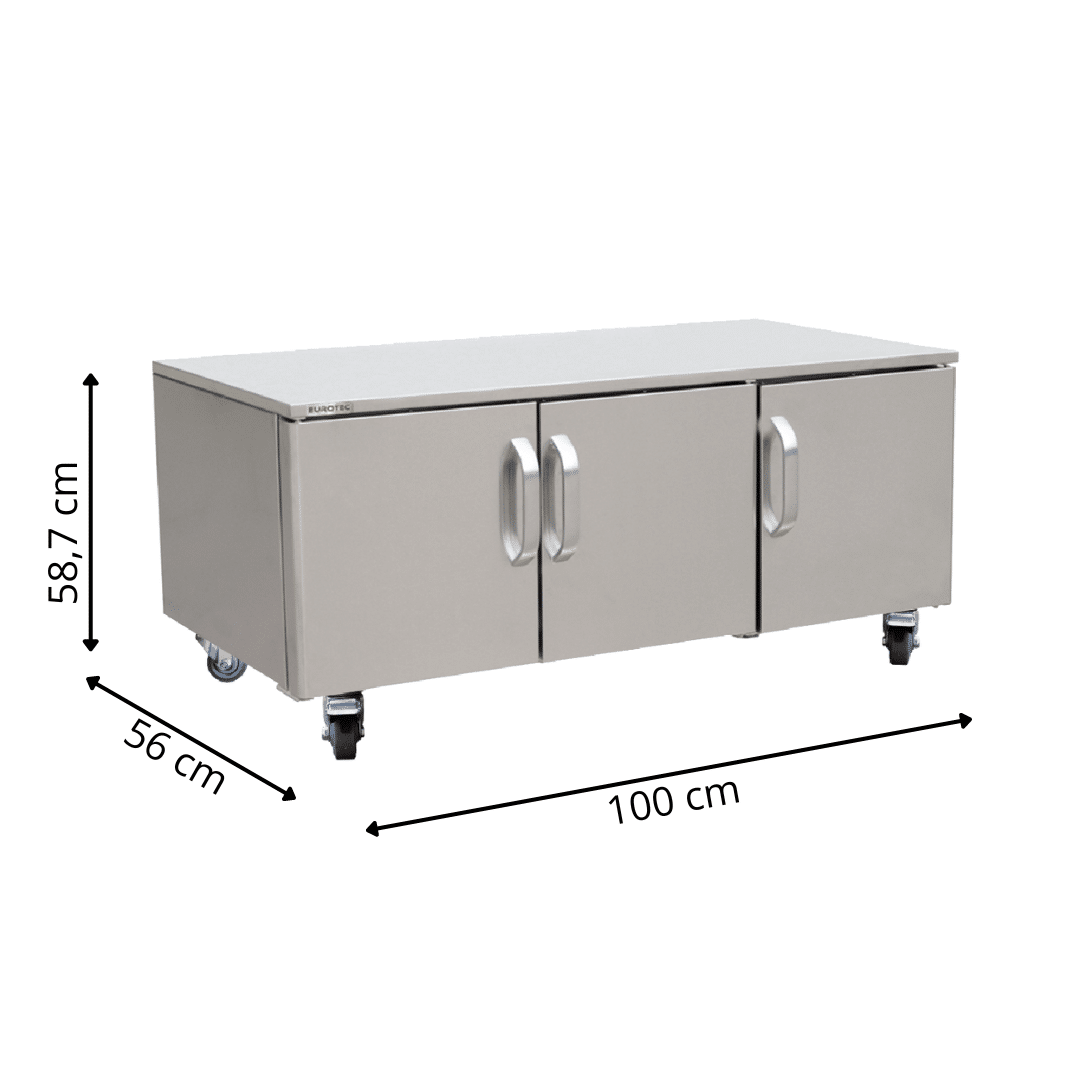 Soubassement Neutre Inox - 03 Portes Battantes - Profondeur 600 mm