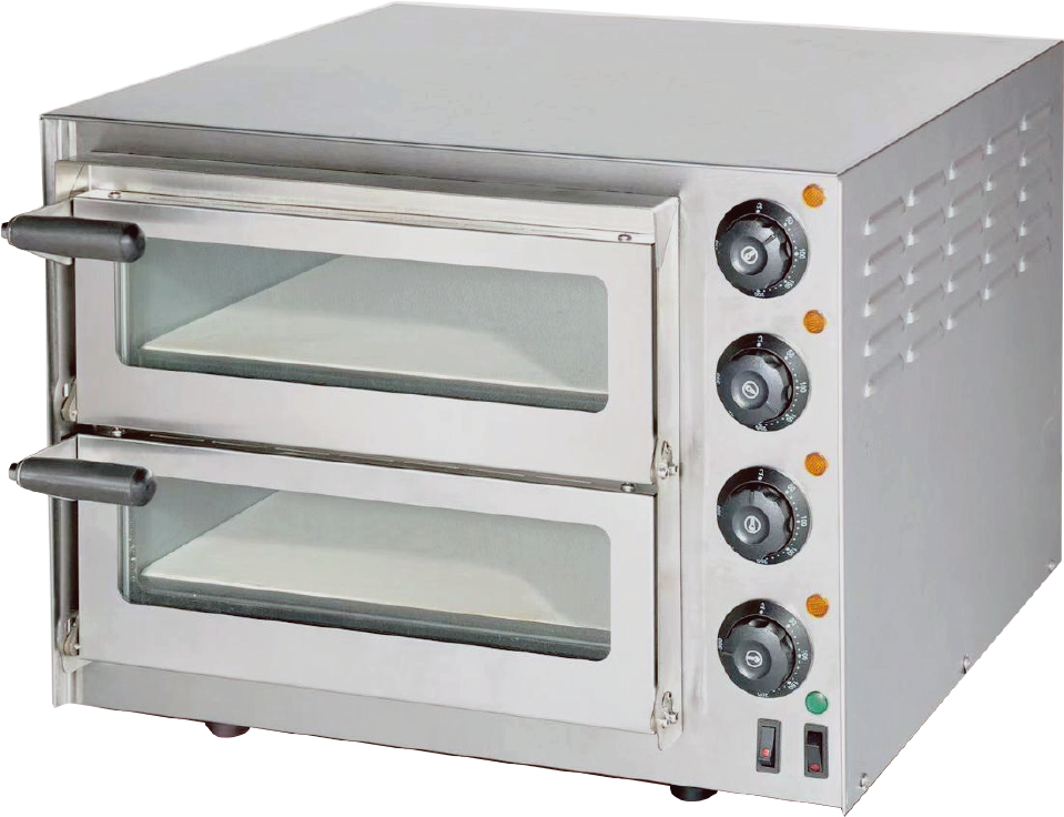 Four à Pizza Électrique Professionnel - Plan de Cuisson en Pierre Réfractaire -02 Niveaux Parinox