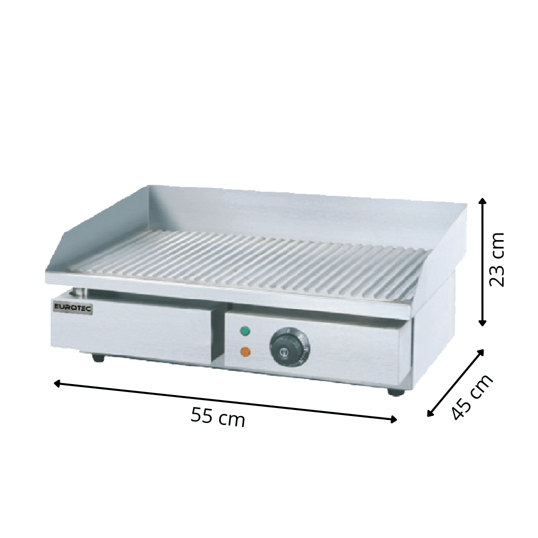 Plaque Cuisson Électrique - Chromée Rainurée - Largeur 550 mm - Monophasé - à Poser