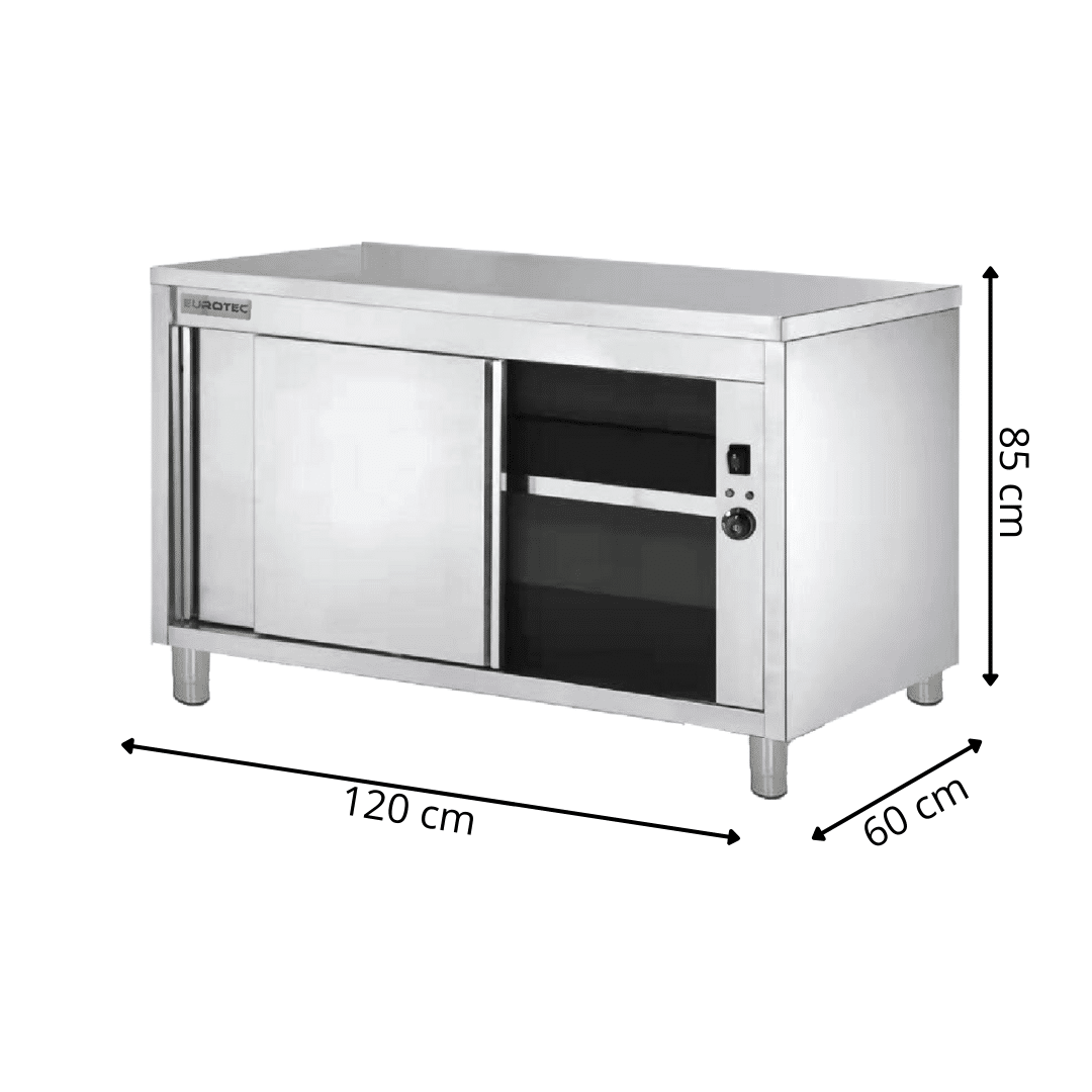 Placard Chauffant Centrale Inox Portes Coulissantes - 1200x600x850 mm