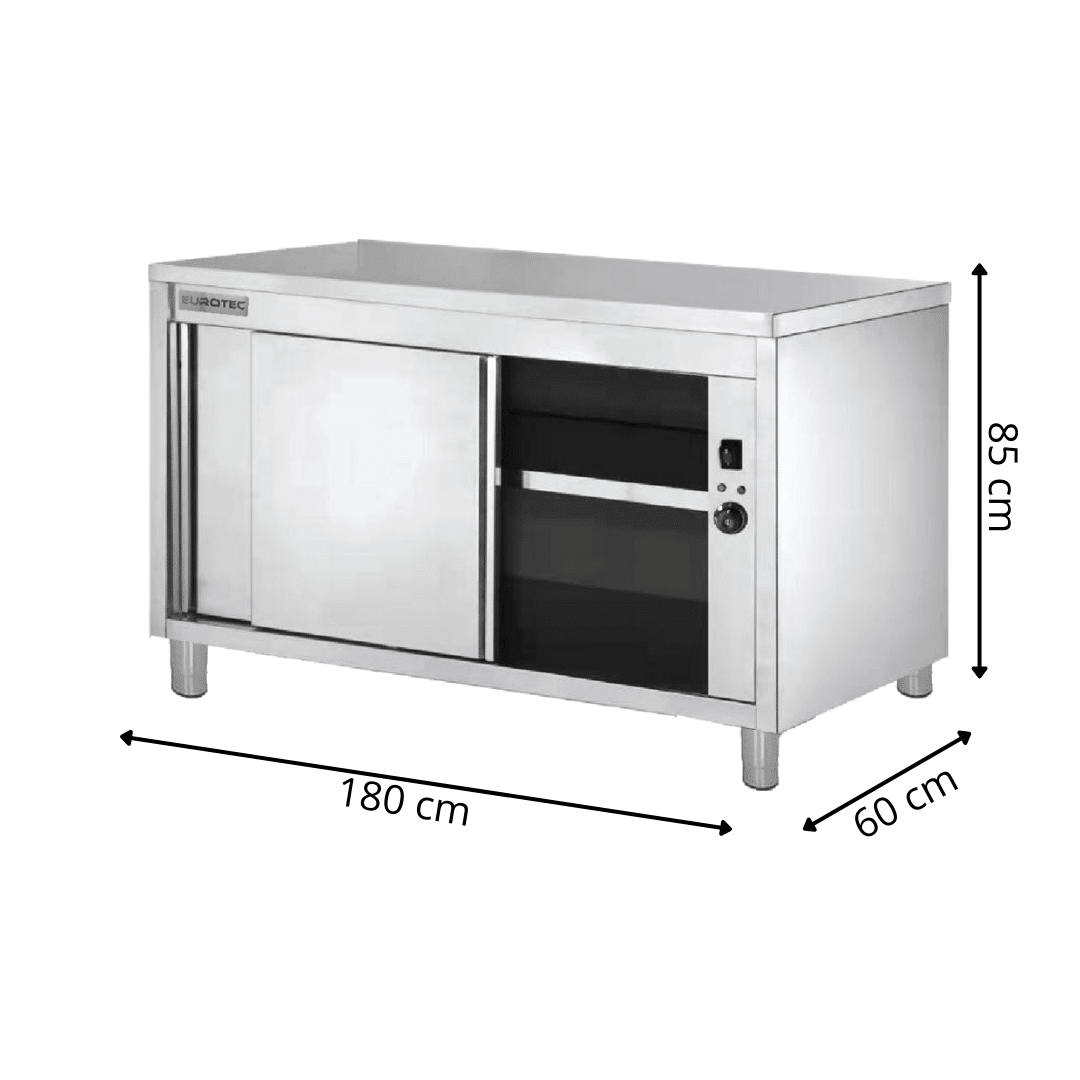 Placard Chauffant Centrale Inox Portes Coulissantes  - 1800x700x850 mm