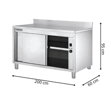 Placard Chauffant Adossé Inox Portes Coulissantes  - 2000x600x950 mm