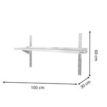 Étagère Murale en Inox 1 Niveau - 1000x300x600 mm