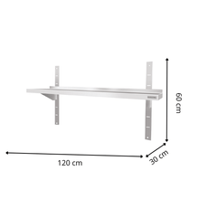 Étagère Murale en Inox 1 Niveau - 1200x300x600 mm