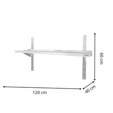 Étagère Murale en Inox 1 Niveau - 1200x400x600 mm