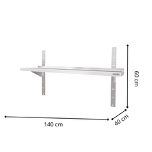 Étagère Murale en Inox 1 Niveau - 1400x400x600 mm