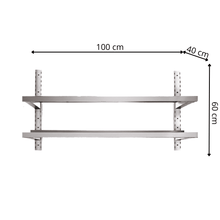 Étagère Murale en Inox 2 Niveaux - 1000x400x600 mm