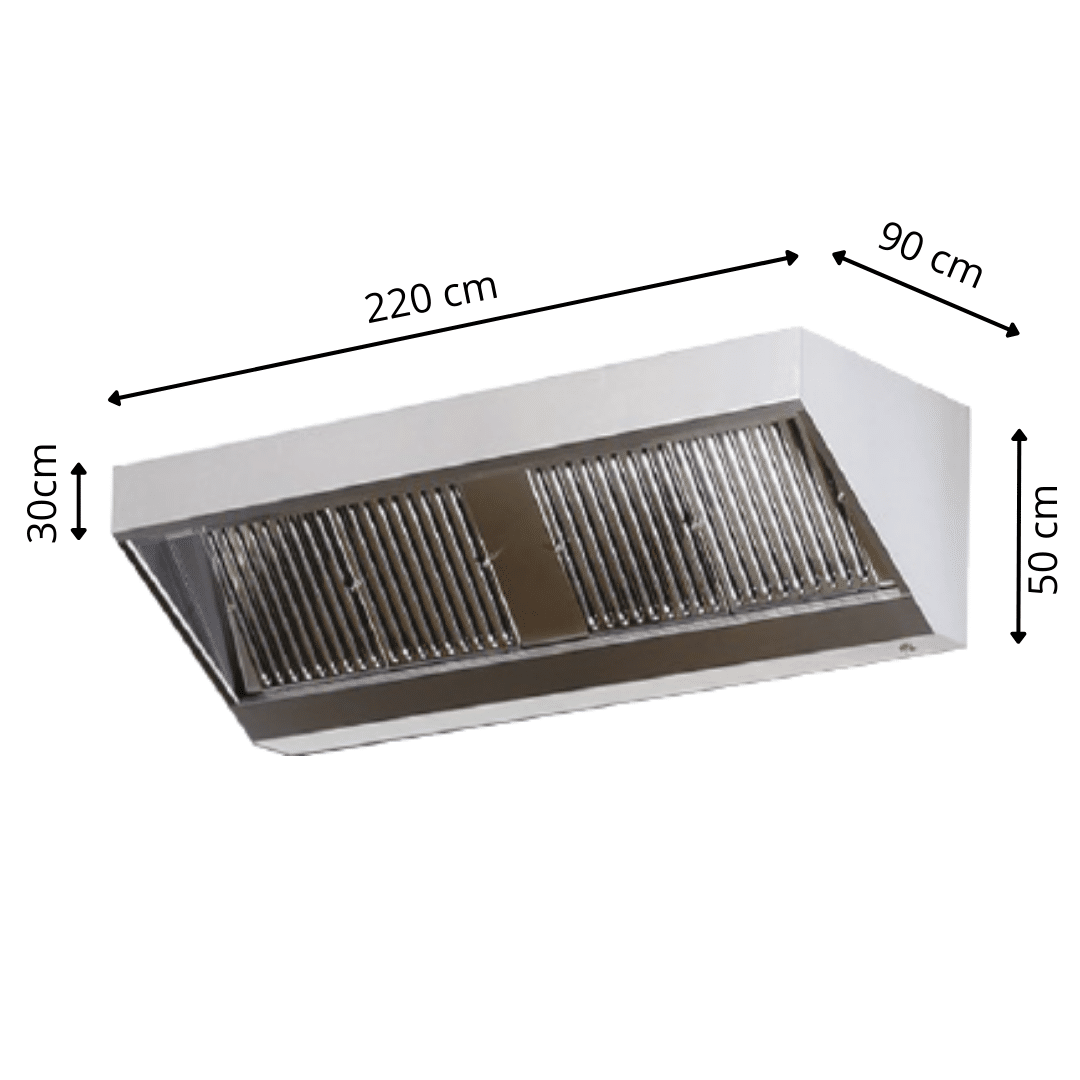 Hotte Statique avec 5 Filtres - Largeur 2200 mm