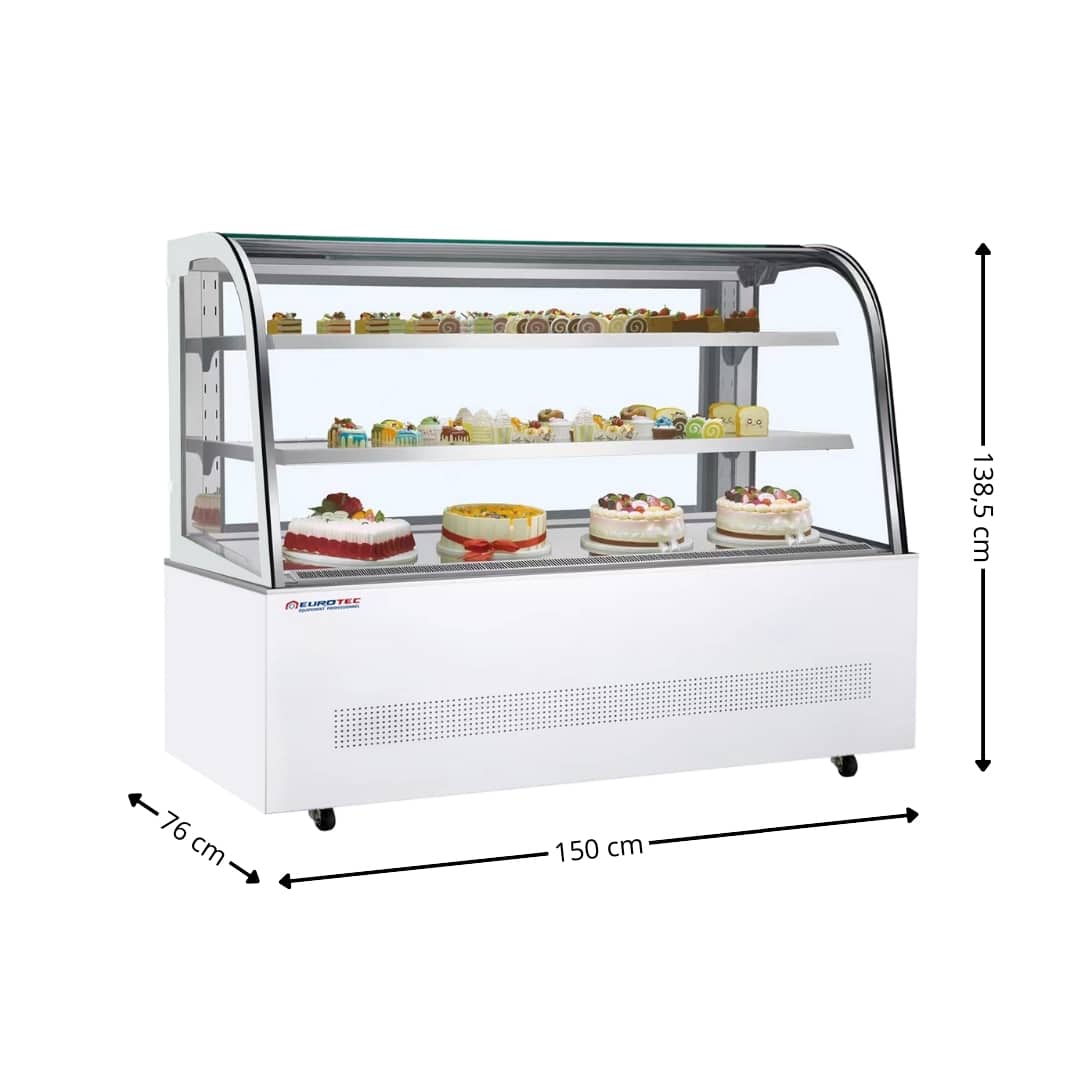 Vitrine Pâtissière Prestige - Vitre Bombée - Largeur 1500 mm