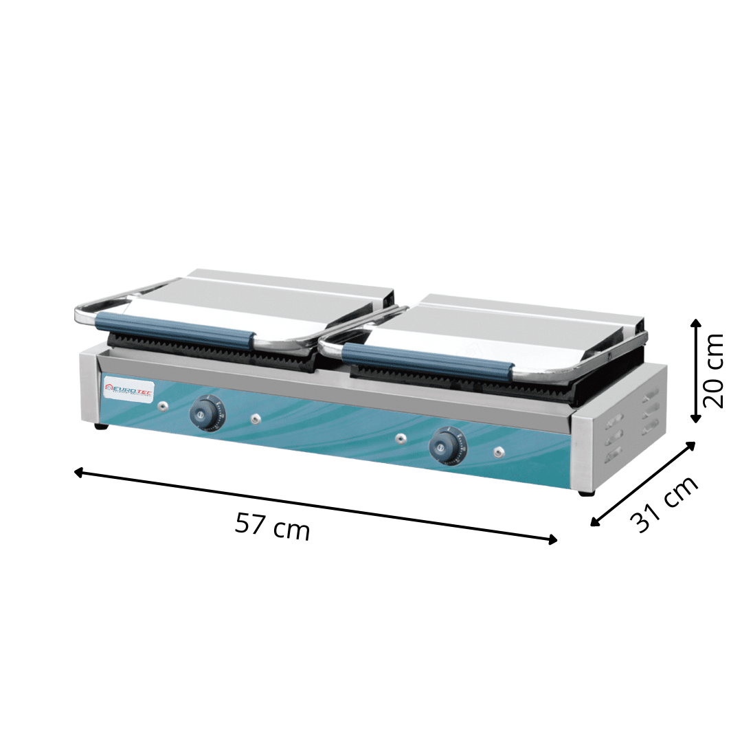 Grill Panini Électrique Double Rainuré - Largeur 860 mm