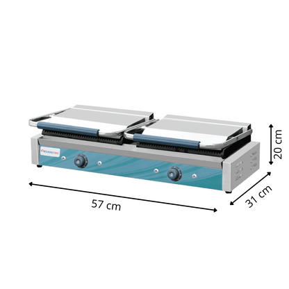 Grill Panini Électrique Double Rainuré - Largeur 860 mm