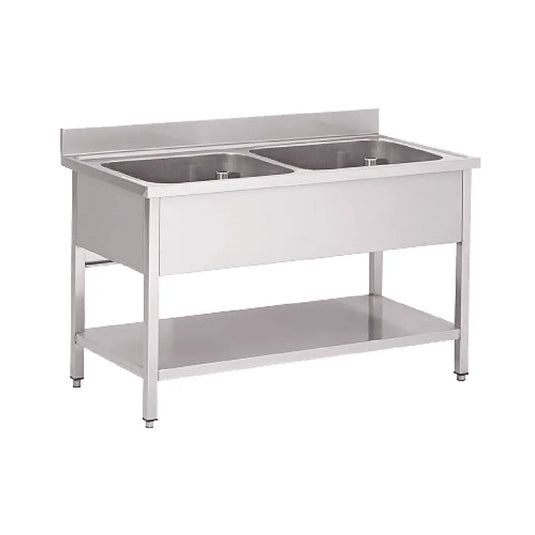 Plonge 2 Éviers Sans Égouttoir - 1400x700x850 mm Parinox
