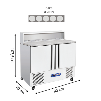 Meuble à Pizza Réfrigérée 2 Portes PRESTIGE - Granit