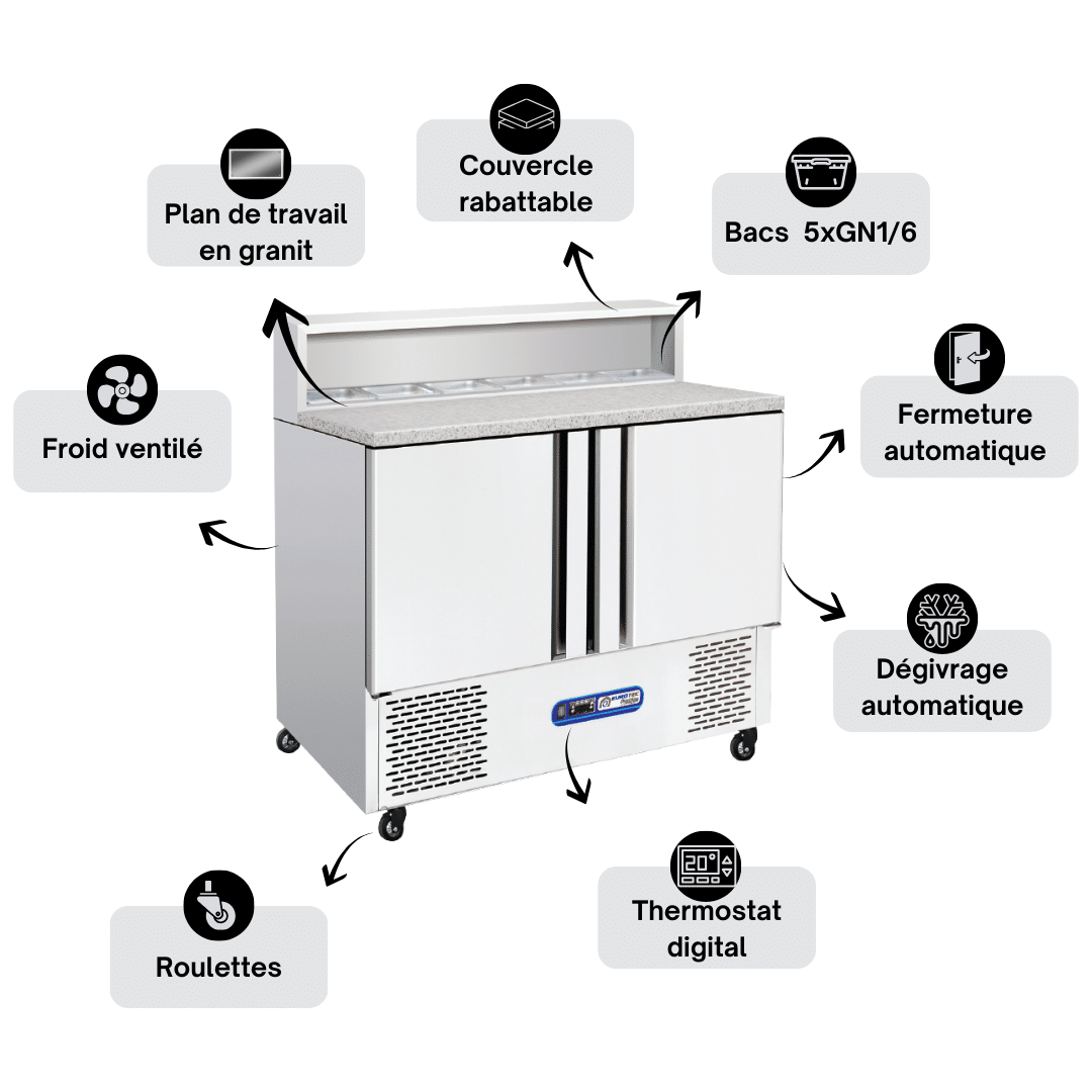 Meuble à Pizza Réfrigérée 2 Portes PRESTIGE - Granit