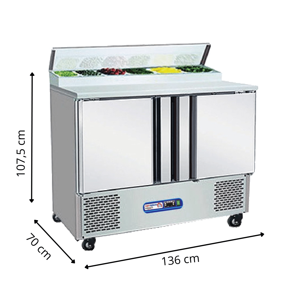 Saladette Réfrigérée 2 Portes PRESTIGE Avec Plan de Travail INOX