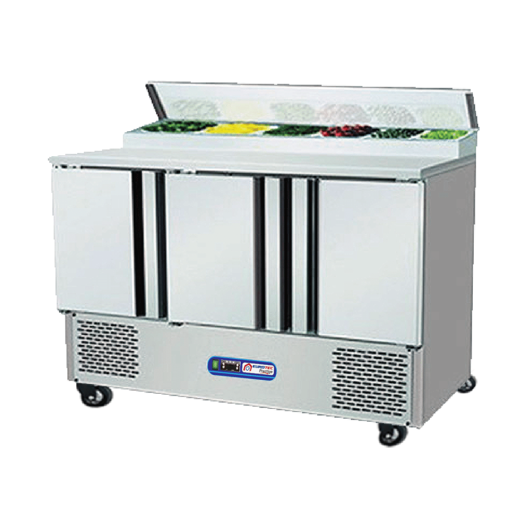 Saladette Réfrigérée 3 Portes PRESTIGE Avec Plan de Travail INOX