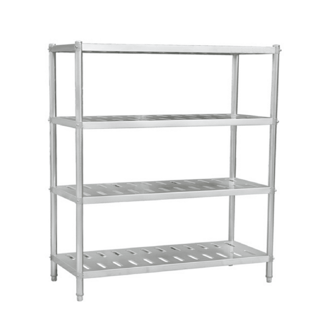 Rayonnage en Inox 4 Niveaux Performés - 1600x400x1800 mm