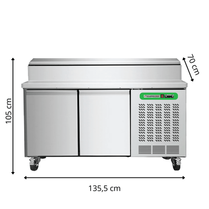 Saladette Réfrigérée 2 Portes TOP - 1355 x 700 x 1050 mm