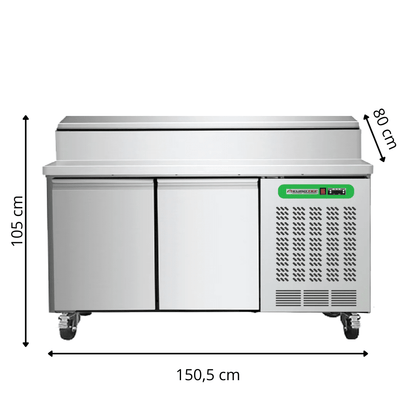 Saladette Réfrigérée 2 Portes TOP - 1505 x 800 x 1050 mm