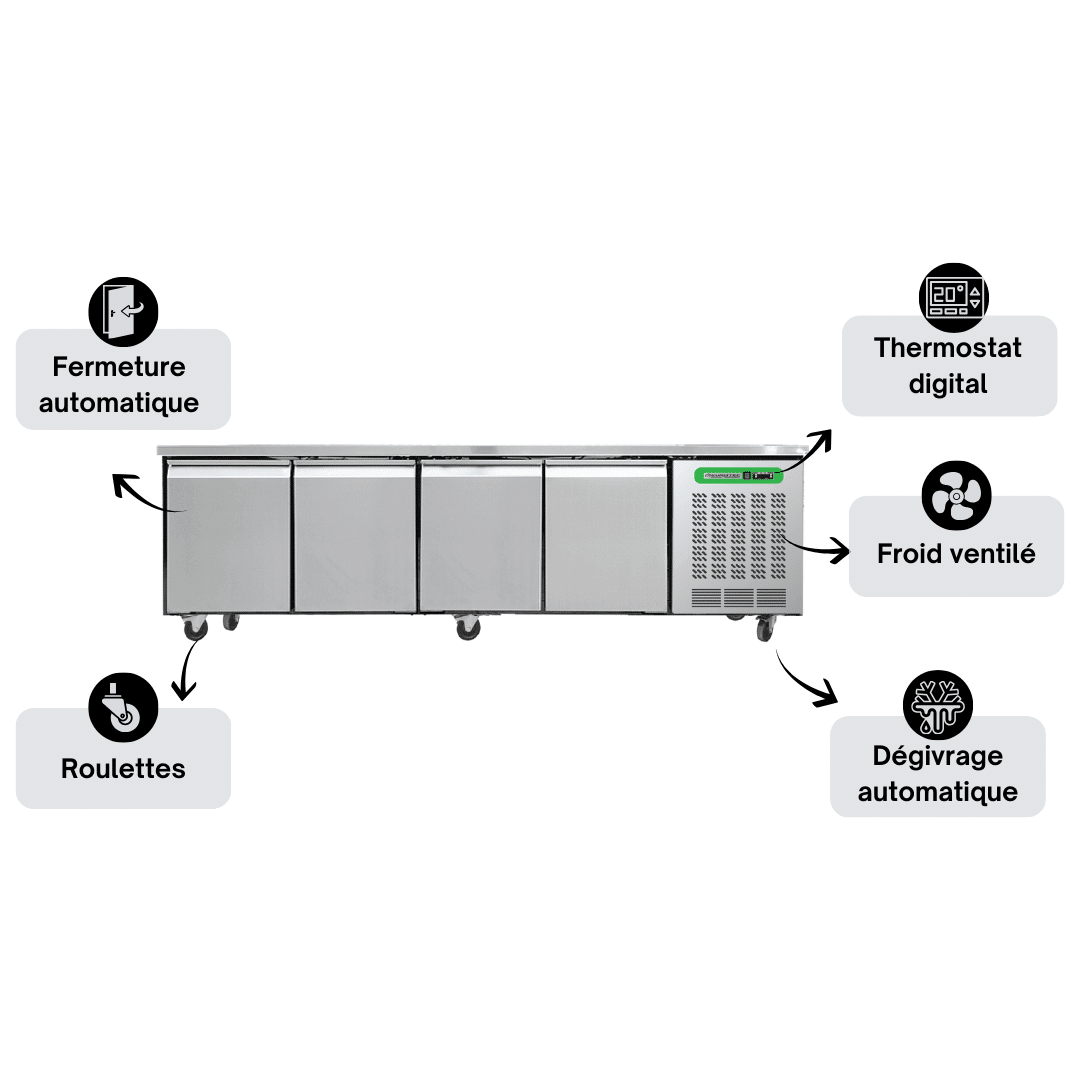 Soubassement Réfrigéré 4 Portes TOP - Profondeur 700 mm