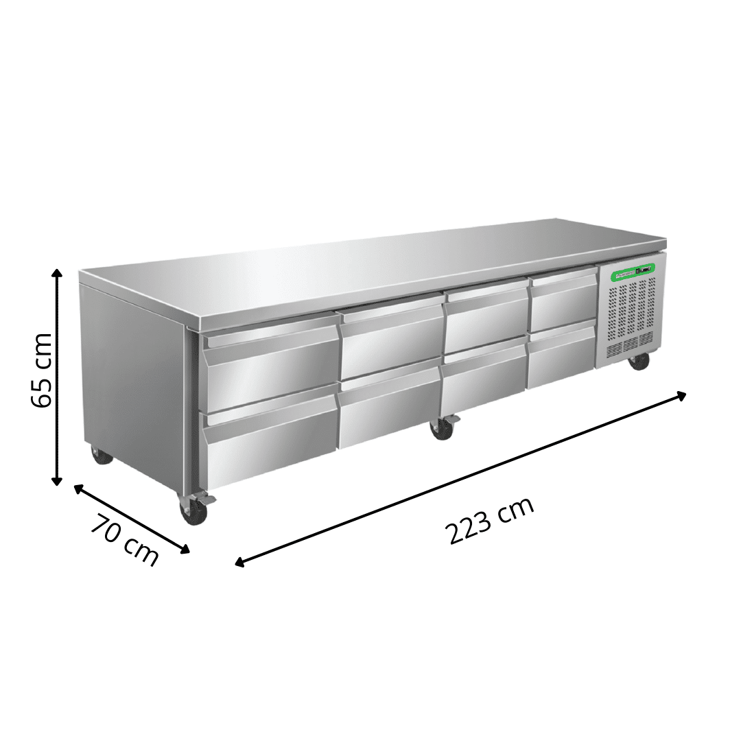 Soubassement Réfrigéré 8 Tiroirs TOP - Profondeur 700 mm