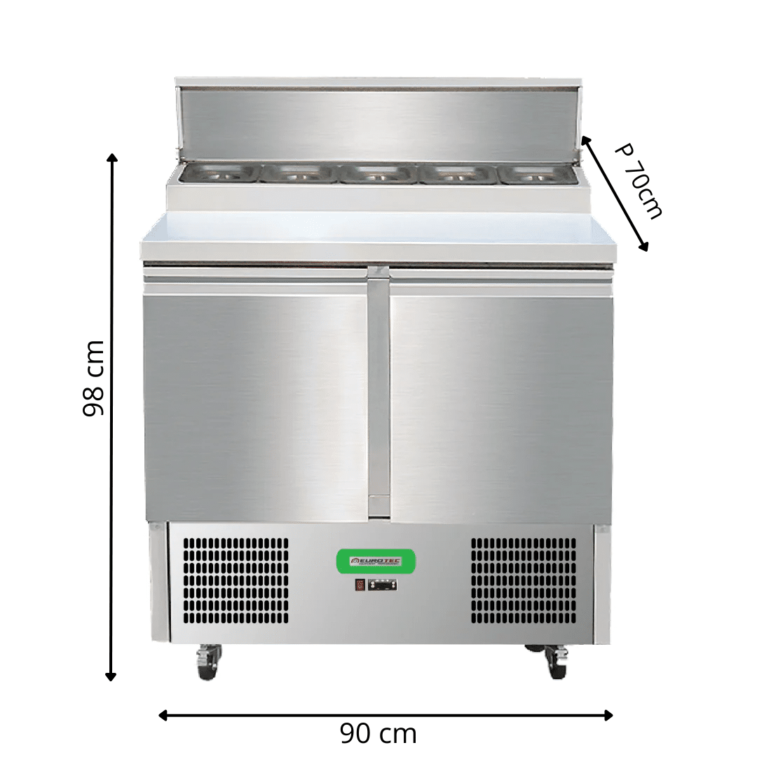 Saladette Réfrigérée Compacte 2 Portes TOP- Avec Plan de Travail Inox - Profondeur 700 mm