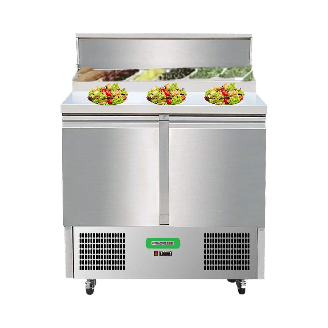 Saladette Réfrigérée Compacte 2 Portes TOP- Avec Plan de Travail Inox - Profondeur 700 mm