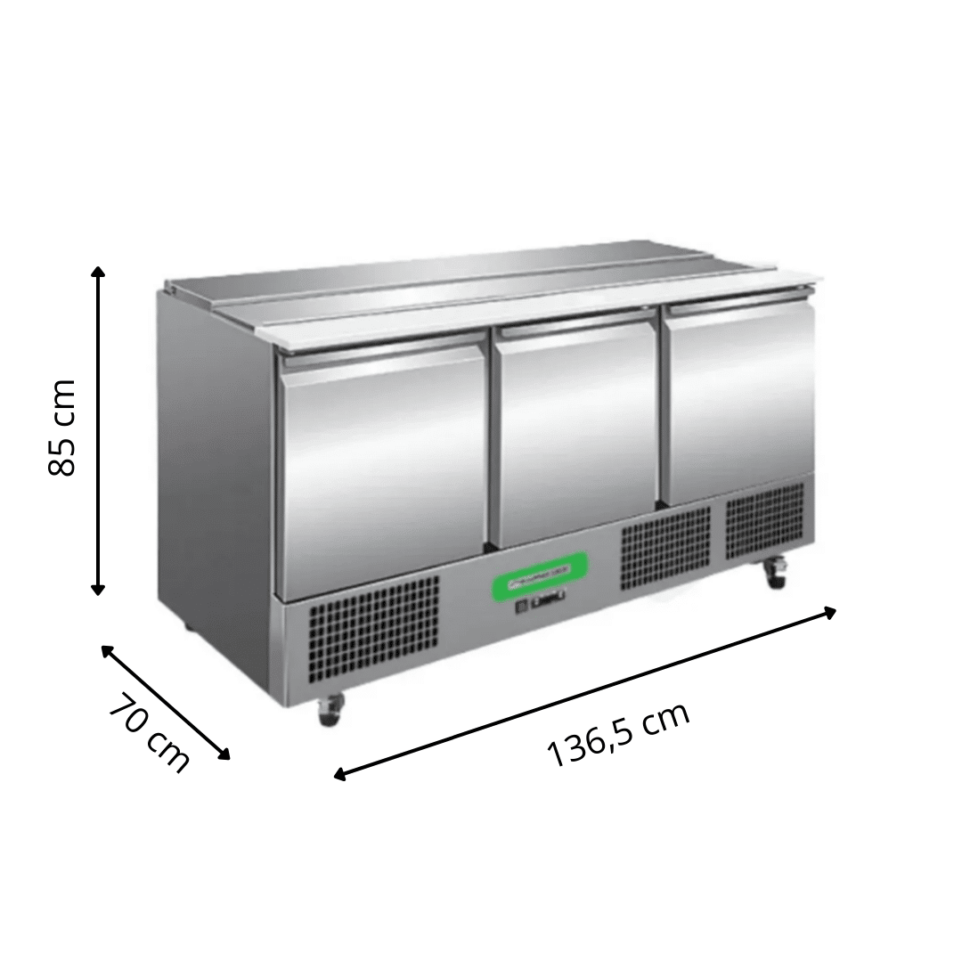 Saladette Réfrigérée Compacte 3 Portes TOP - Profondeur 700 mm