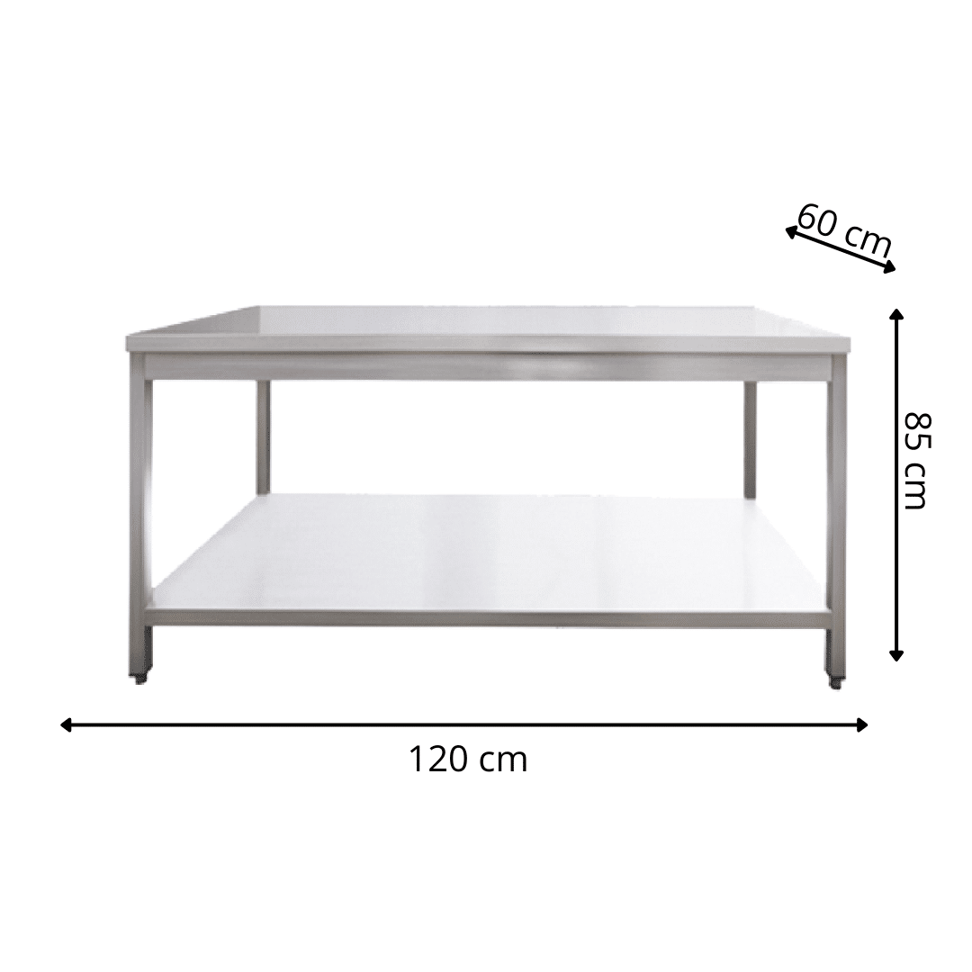 Table de Travail Centrale en Inox  - 1200x600x850 mm