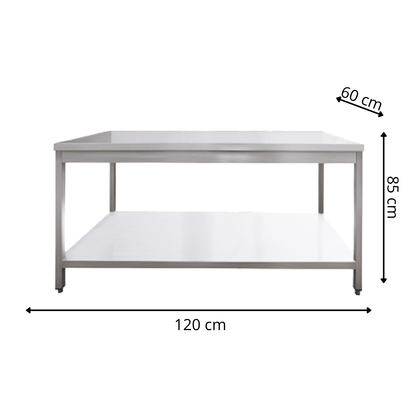 Table de Travail Centrale en Inox  - 1200x600x850 mm