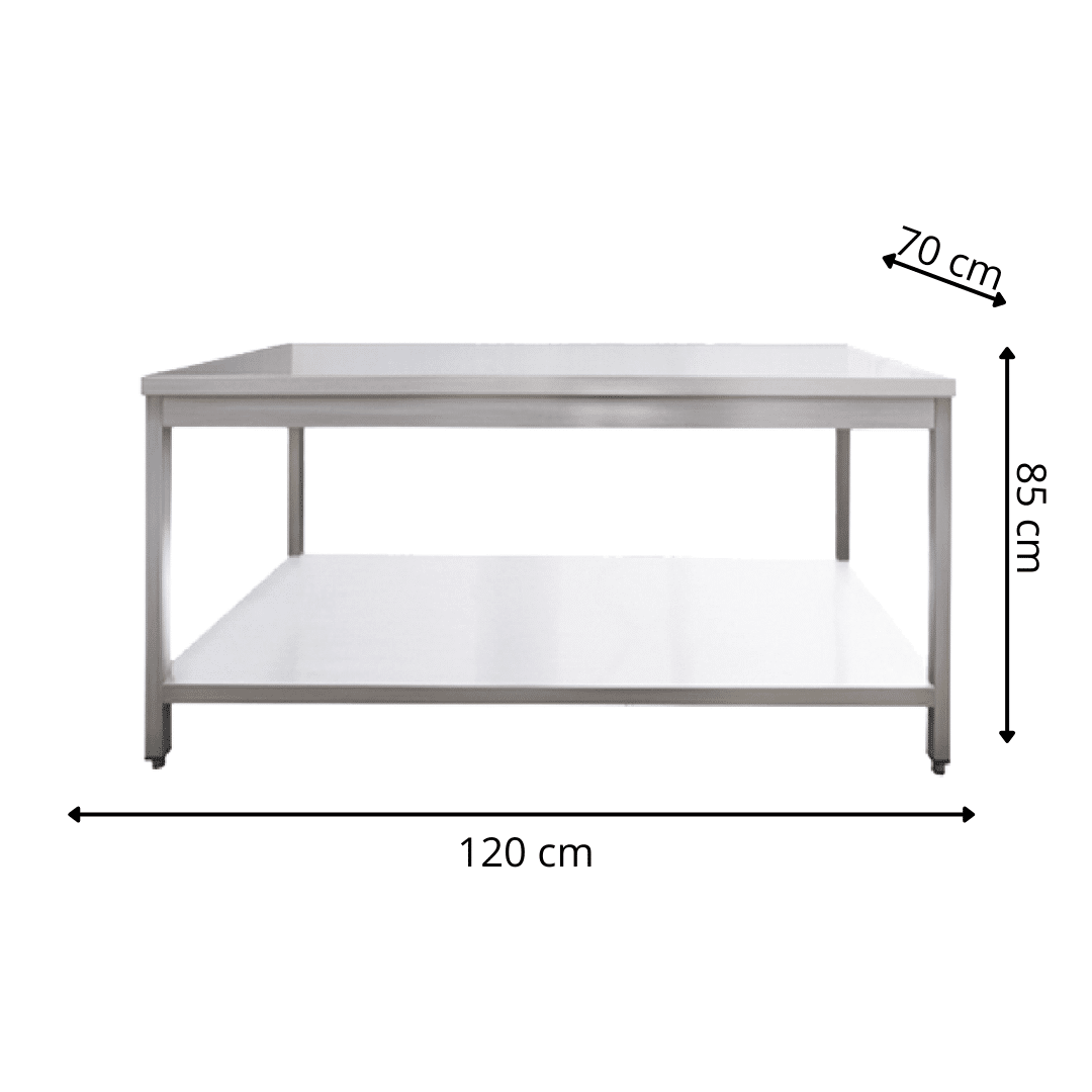 Table de Travail Centrale en Inox  - 1200x700x850 mm