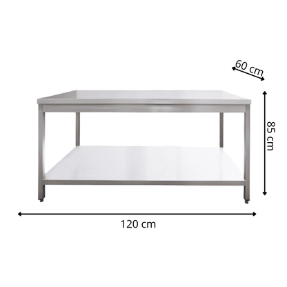 Table de Travail Centrale en Inox  - 1400x600x850 mm
