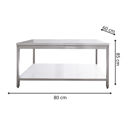 Table de Travail Centrale en Inox  - 800x600x850 mm