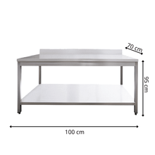 Table de Travail Adossée en Inox  - 1000x700x950 mm