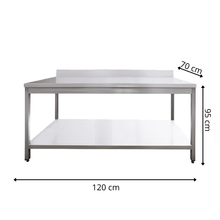 Table de Travail Adossée en Inox  - 1200x700x950 mm