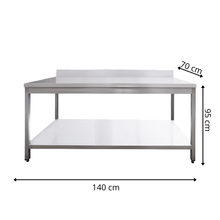 Table de Travail Adossée en Inox  - 1400x700x950 mm