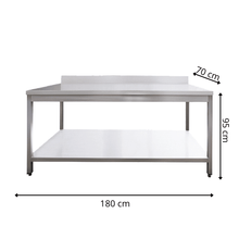 Table de Travail Adossée en Inox  - 1800x700x950 mm